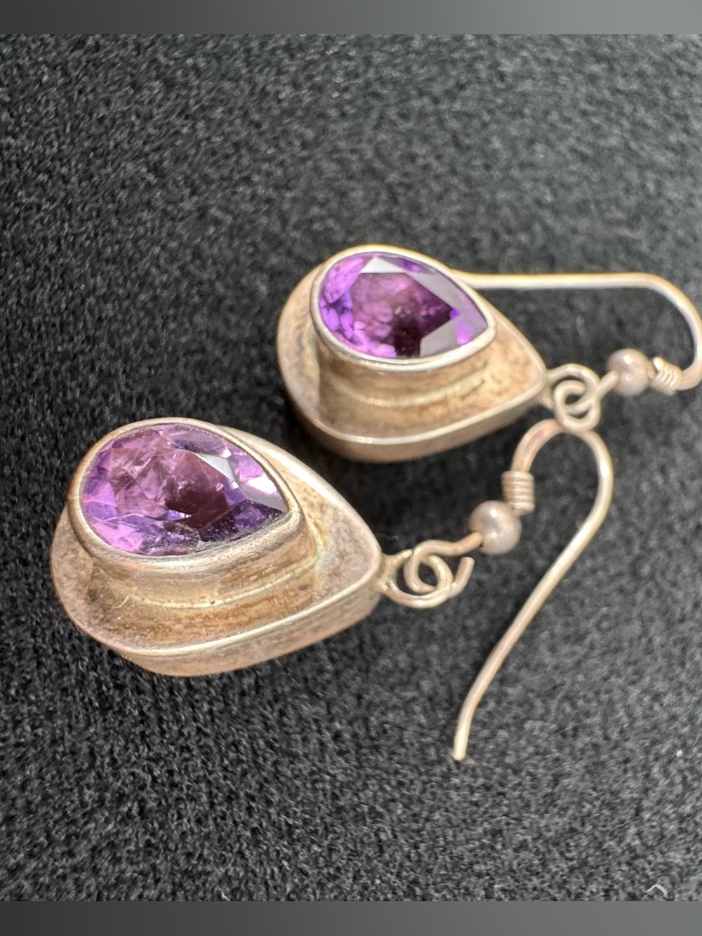 Signed Paul Livingstone Sterling Vintage Amethyst Artisan Earrings